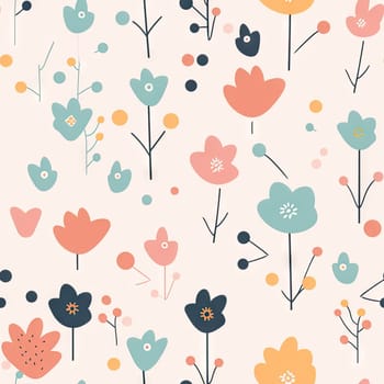 Seamless floral pattern with stylized flowers in pastel colors - Generative AI