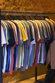 Row of Shirts in a store in istanbul