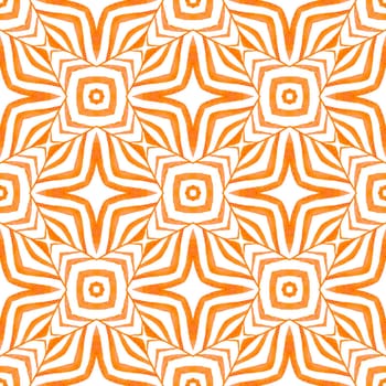 Trendy organic green border. Orange fascinating boho chic summer design. Organic tile. Textile ready powerful print, swimwear fabric, wallpaper, wrapping.