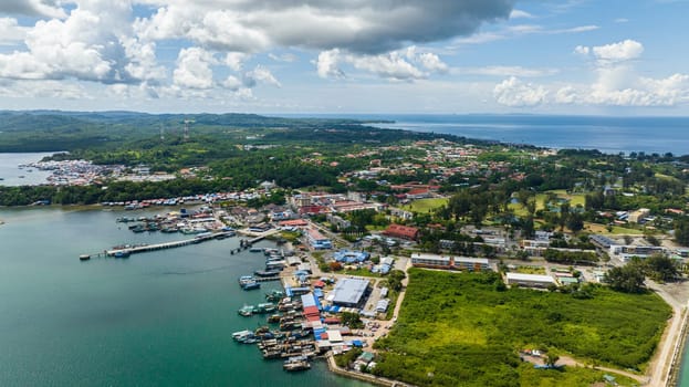 Aerial view of city of Kudat is located on the island of Borneo in the state of Sabah.