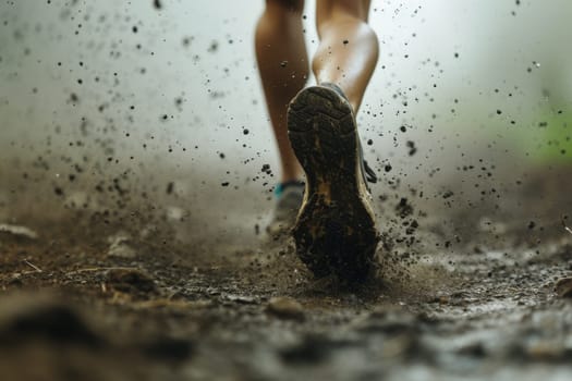 Runner's legs, Runner, athlete, a man running on the long road, selective focus on legs.