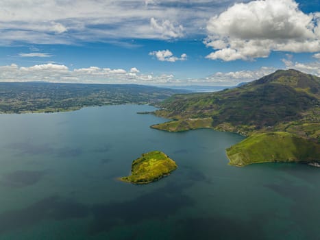 Lake Toba lies in the northern part of Barisan Mountain Range. Sumatra, Indonesia.