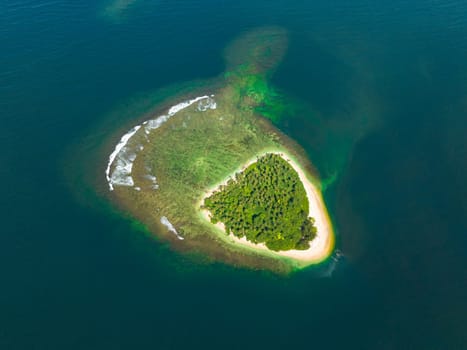 Aerial view of tropical island with a beach. Pulau Dua. Sumatra, Indonesia.