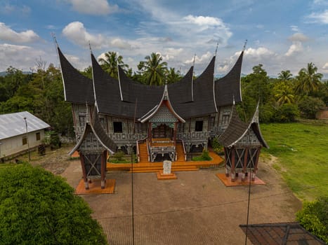 Sumatra, Indonesia - Sep 2, 2022: Sultan's palace built in traditional style. Istano Silinduang Bulan.