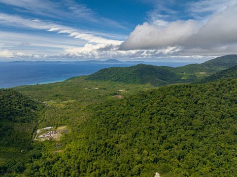 Aerial view of Weh Island rainforest and jungle in the tropics. Aceh, Indonesia.