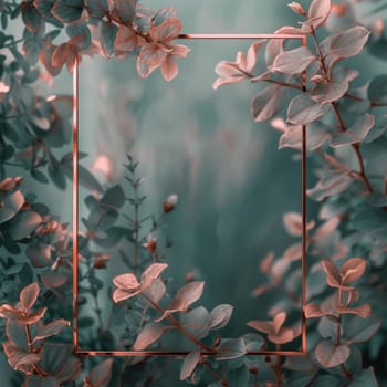 Flower frame background. Invitation card concept. Generative AI.