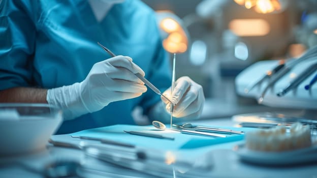 A dentist working on a patient's teeth in the dental office