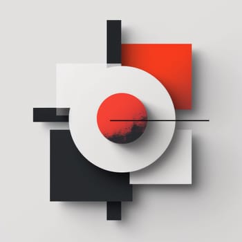 A red and black abstract design with a circle in the middle