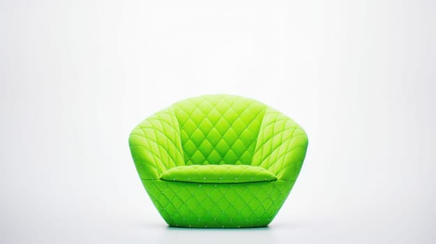 A green chair with a white background