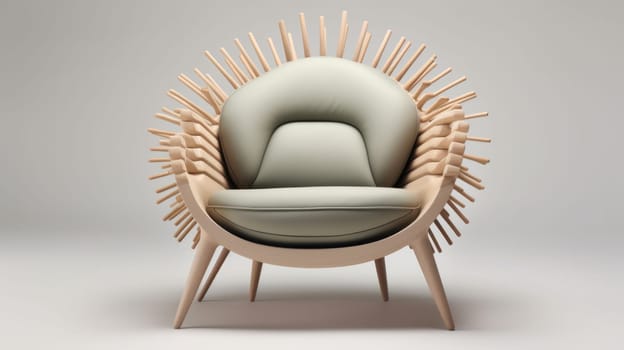 A chair made out of sticks and a cushion