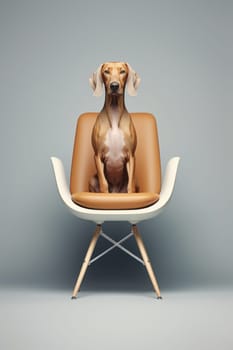 A dog sitting on a chair in a room