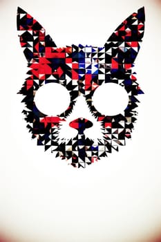 A picture of a cat made out of triangles