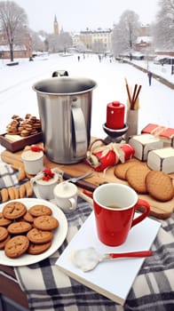 A table topped with cookies and a cup of coffee