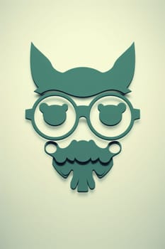A paper cut of a cat with glasses and a mustache