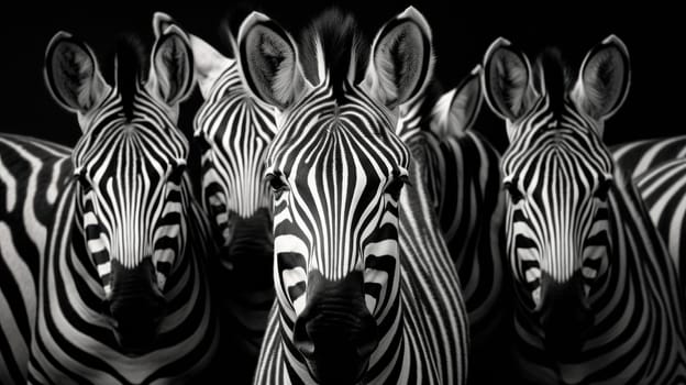 A group of zebras standing next to each other