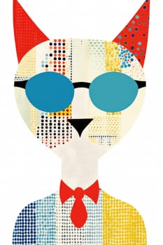 A cat wearing a tie and sunglasses