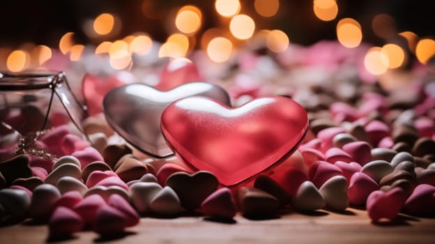 A couple of two heart shaped objects sitting on a table