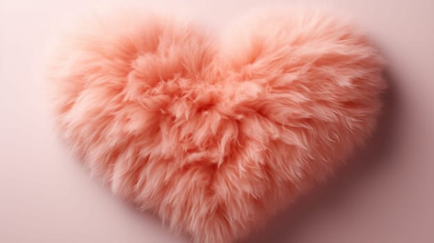 A heart shaped fur on a pink background with white trim