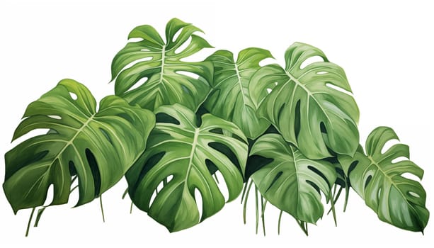 Exotic tropical leaves Monstera, isolated, white background. High quality photo