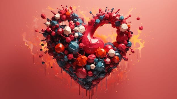 A heart shaped object with many different objects inside of it