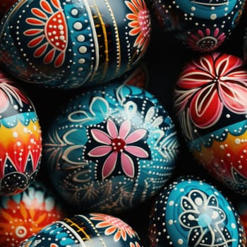 A close up of a bunch of painted eggs with flowers on them