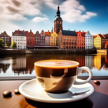 Aromatic Brews: Gdansk's Coffee Landmark amidst a Captivating Background