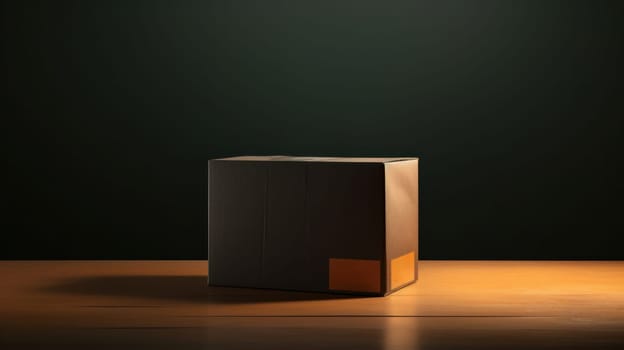 A box sitting on a table with an orange square in the middle