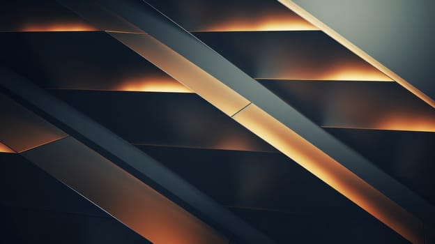 A close up of a metal staircase with some orange lights