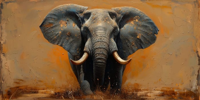 Oil painting of elephant, artist collection of animal painting for decoration and interior