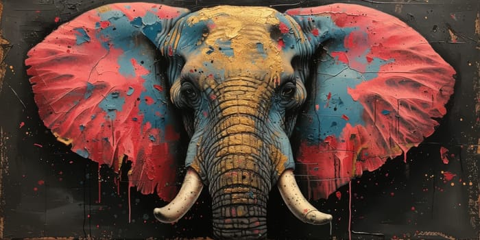 Oil painting of elephant, artist collection of animal painting for decoration and interior