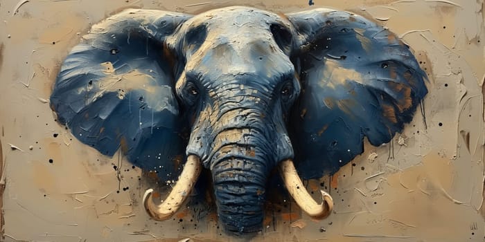 Oil painting of elephant, artist collection of animal painting for decoration and interior