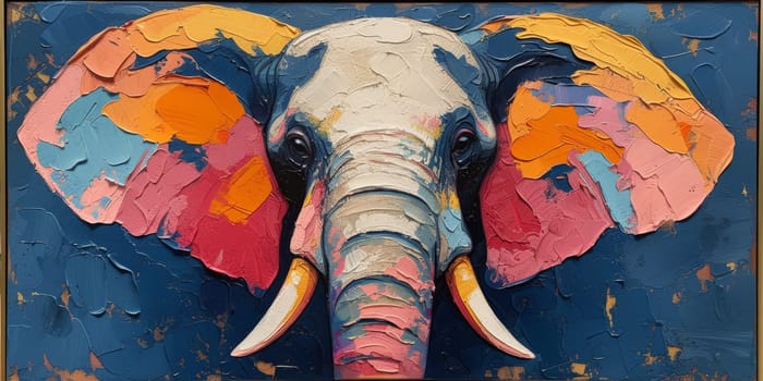 Oil painting of elephant, artist collection of animal painting for decoration and interior