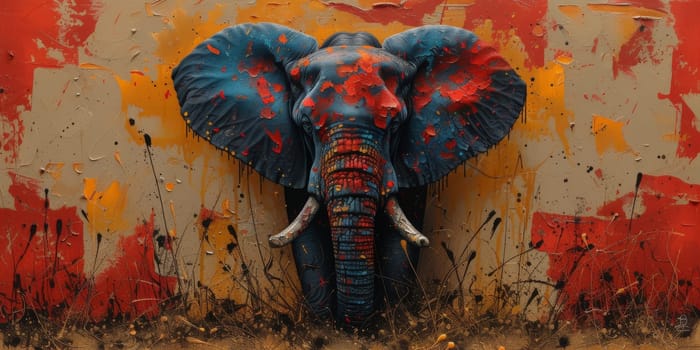 Oil painting of elephant, artist collection of animal painting for decoration and interior