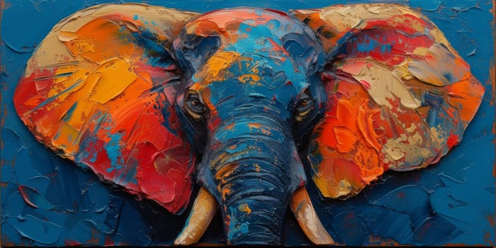 Oil painting of elephant, artist collection of animal painting for decoration and interior