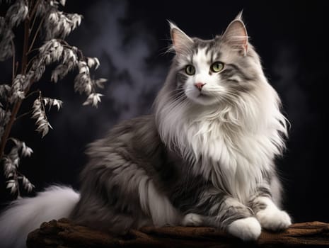 Resting Norwegian Forest Cat.