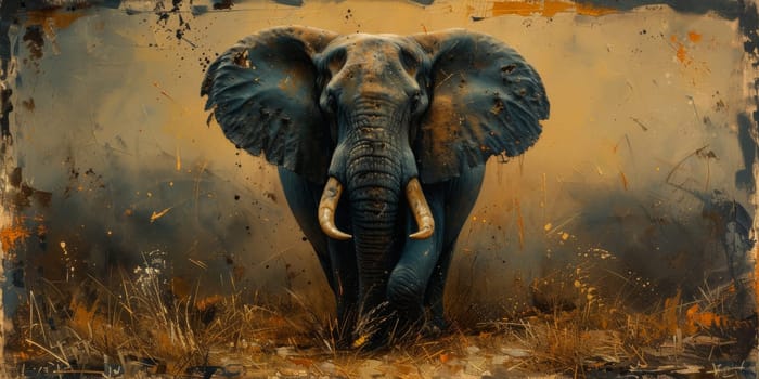 Oil painting of elephant, artist collection of animal painting for decoration and interior