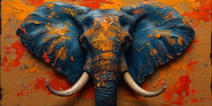 Oil painting of elephant, artist collection of animal painting for decoration and interior