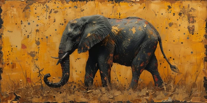 Oil painting of elephant, artist collection of animal painting for decoration and interior