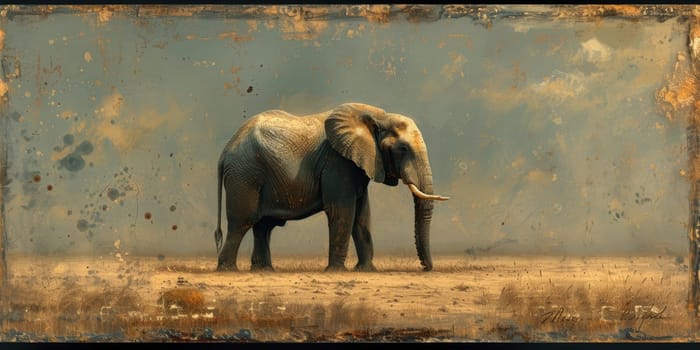 Oil painting of elephant, artist collection of animal painting for decoration and interior