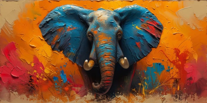 Oil painting of elephant, artist collection of animal painting for decoration and interior