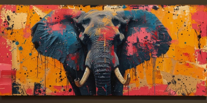 Oil painting of elephant, artist collection of animal painting for decoration and interior