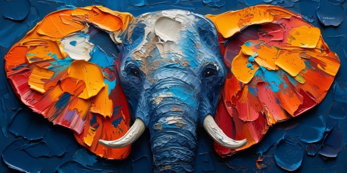 Oil painting of elephant, artist collection of animal painting for decoration and interior