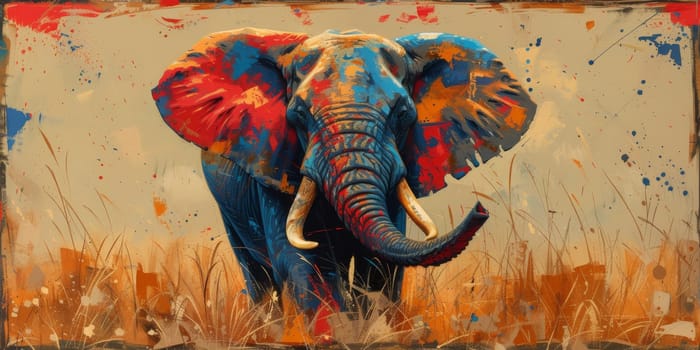 Oil painting of elephant, artist collection of animal painting for decoration and interior