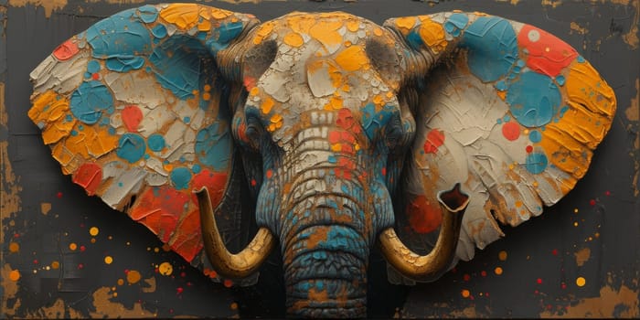 Oil painting of elephant, artist collection of animal painting for decoration and interior