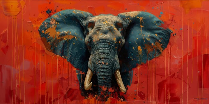 Oil painting of elephant, artist collection of animal painting for decoration and interior