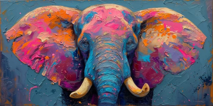 Oil painting of elephant, artist collection of animal painting for decoration and interior