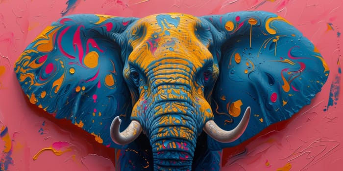 Oil painting of elephant, artist collection of animal painting for decoration and interior