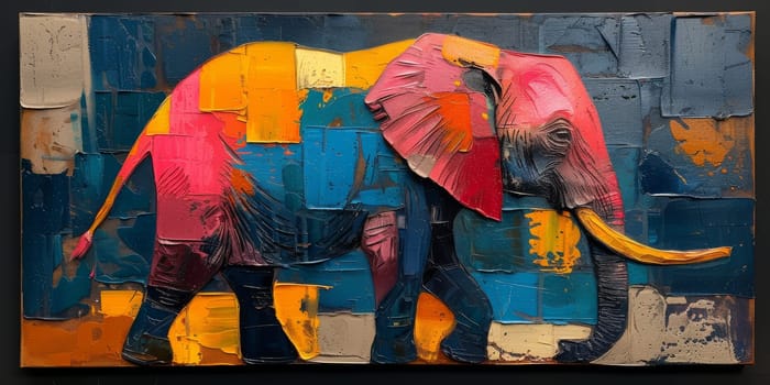 Oil painting of elephant, artist collection of animal painting for decoration and interior