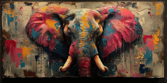 Oil painting of elephant, artist collection of animal painting for decoration and interior