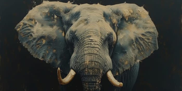 Oil painting of elephant, artist collection of animal painting for decoration and interior